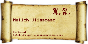 Melich Ulisszesz névjegykártya